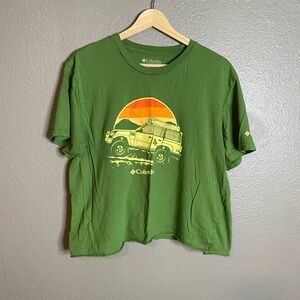 Columbia Olive Adventure Tee with Sunset Graphic